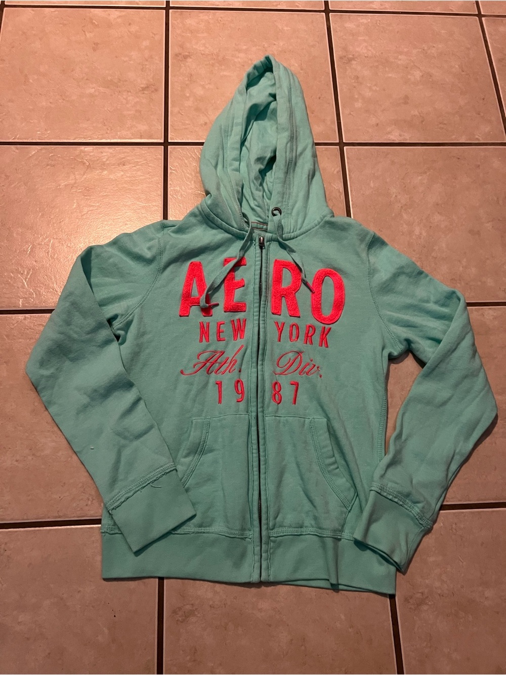 aeropostale zip up jacket vintage Y2K Retro style women's size medium teal blue